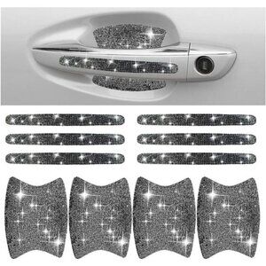 Car Door Handle Protector Bling Sticker Anti-Scratch, Universal Glossy Black